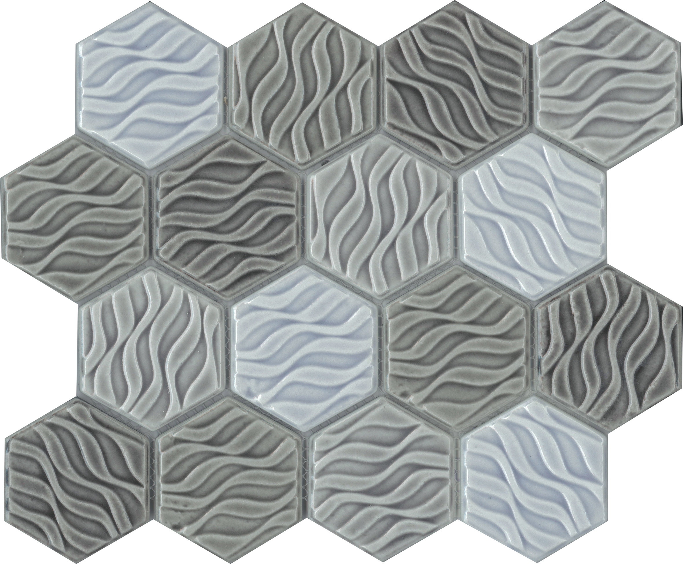 Wave Grey Mix Hexagon Gloss