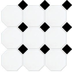 Gloss White Octagon Gloss Black Dot