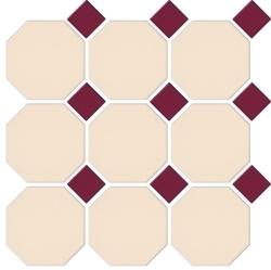 Matt Cream Octagon Matt Burgundy Dot